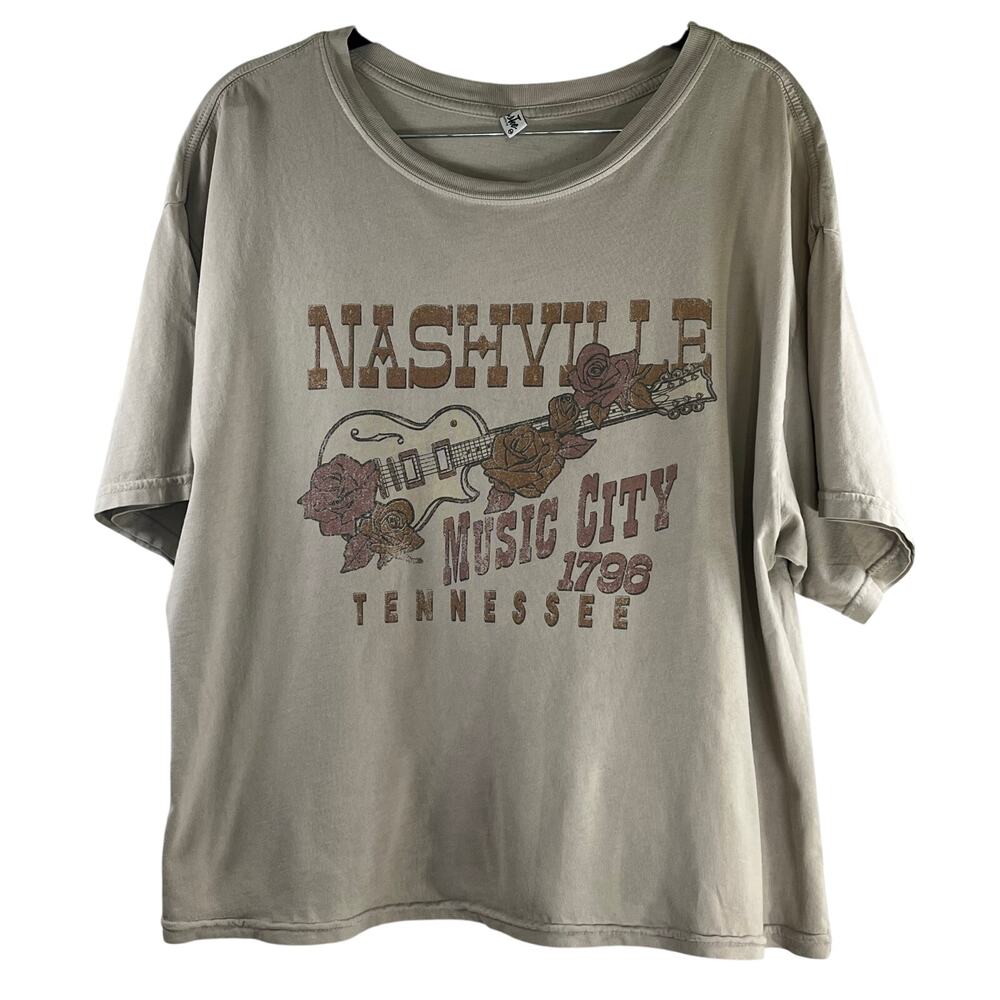 Rustee Clothing Grey Nashville Music City Graphic Print Tee  Size M